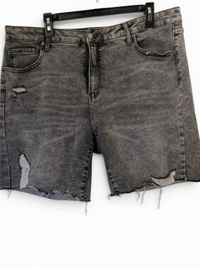Time and Tru Distressed Black Washed Jean Shorts